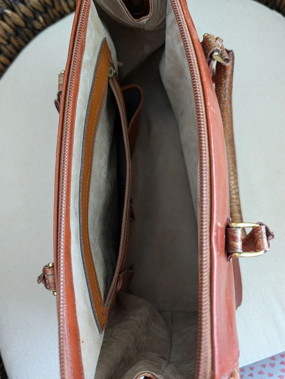Brahmin Tuscan Collection Satchel Carmel Embossed Croc